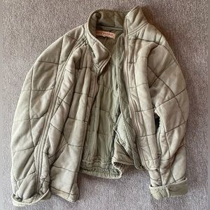 Free People Dolman Quilted Knit Jacket (Green)